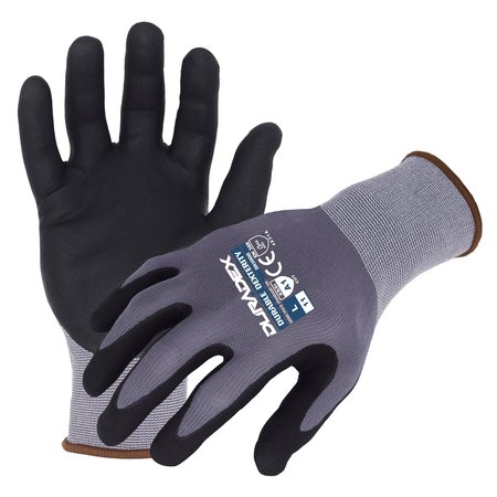 AZUSA SAFETY Duradex 15 ga. Gray Nylon/Spandex Work Gloves, Black Nitrile Palm Coating, S DX1000